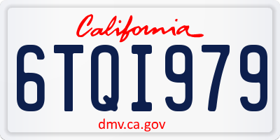 CA license plate 6TQI979