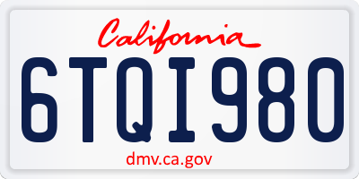 CA license plate 6TQI980