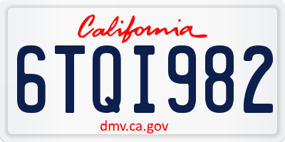 CA license plate 6TQI982