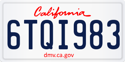 CA license plate 6TQI983