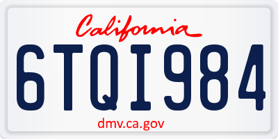 CA license plate 6TQI984