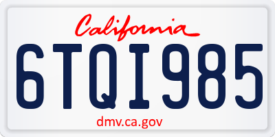 CA license plate 6TQI985