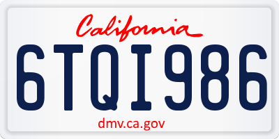 CA license plate 6TQI986