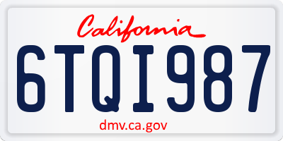 CA license plate 6TQI987