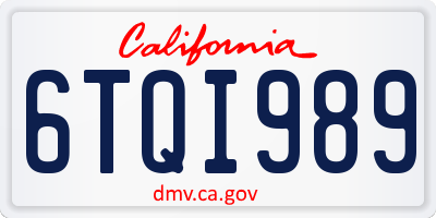 CA license plate 6TQI989