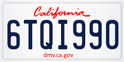 CA license plate 6TQI990