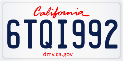 CA license plate 6TQI992