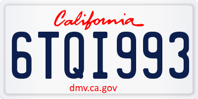 CA license plate 6TQI993