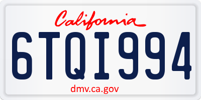 CA license plate 6TQI994