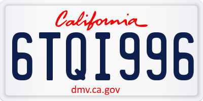 CA license plate 6TQI996