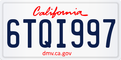 CA license plate 6TQI997