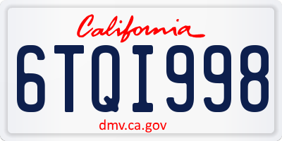 CA license plate 6TQI998