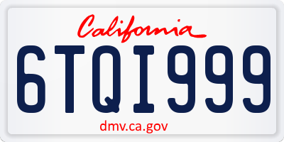 CA license plate 6TQI999