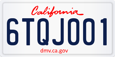 CA license plate 6TQJ001