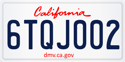 CA license plate 6TQJ002