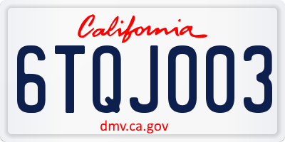 CA license plate 6TQJ003