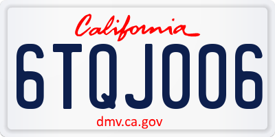 CA license plate 6TQJ006