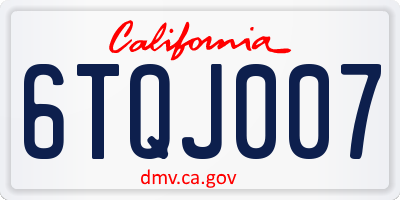 CA license plate 6TQJ007