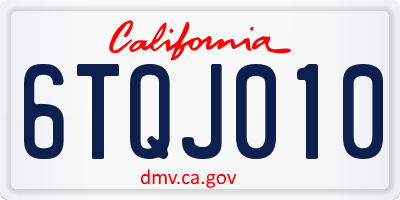 CA license plate 6TQJ010