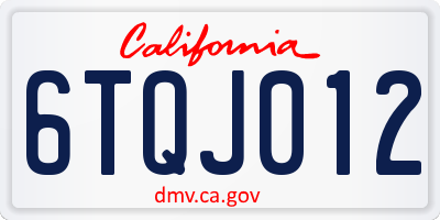 CA license plate 6TQJ012