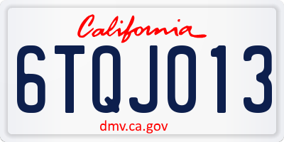 CA license plate 6TQJ013