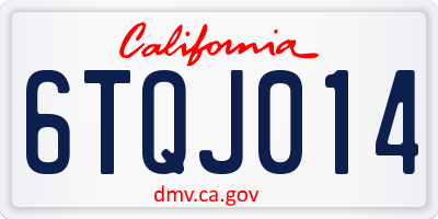 CA license plate 6TQJ014