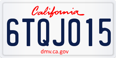 CA license plate 6TQJ015