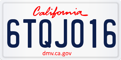 CA license plate 6TQJ016