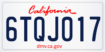 CA license plate 6TQJ017