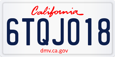 CA license plate 6TQJ018