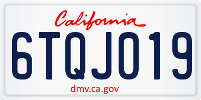 CA license plate 6TQJ019