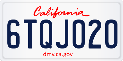 CA license plate 6TQJ020