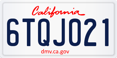 CA license plate 6TQJ021