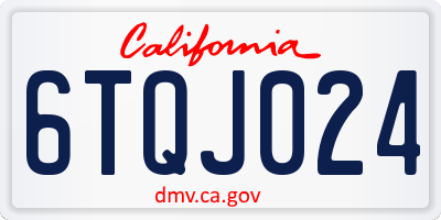 CA license plate 6TQJ024