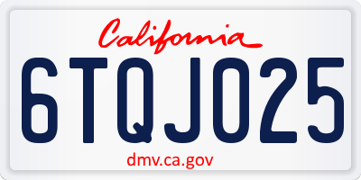 CA license plate 6TQJ025