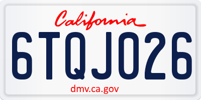 CA license plate 6TQJ026