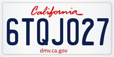 CA license plate 6TQJ027