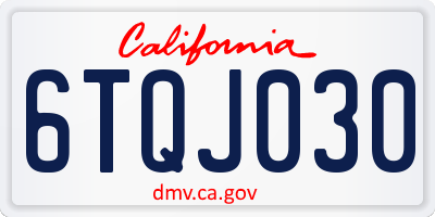 CA license plate 6TQJ030