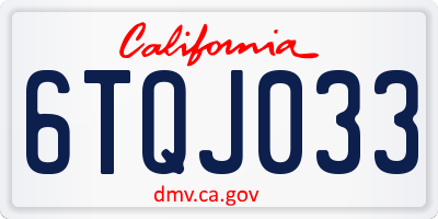 CA license plate 6TQJ033