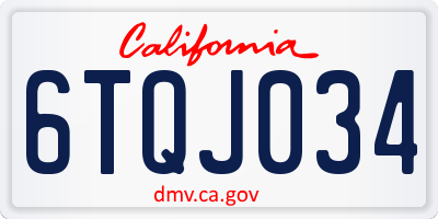 CA license plate 6TQJ034