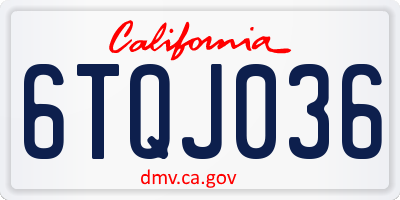 CA license plate 6TQJ036