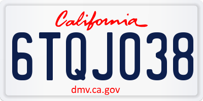 CA license plate 6TQJ038