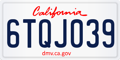 CA license plate 6TQJ039
