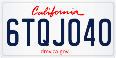 CA license plate 6TQJ040