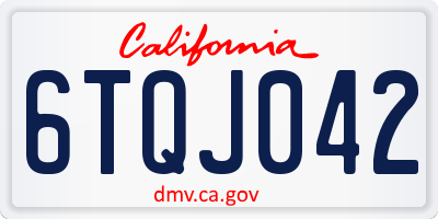 CA license plate 6TQJ042