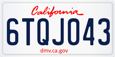 CA license plate 6TQJ043