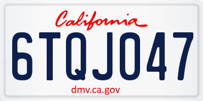 CA license plate 6TQJ047