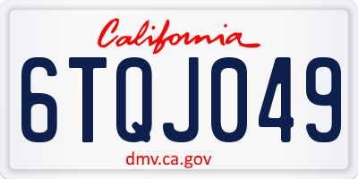 CA license plate 6TQJ049