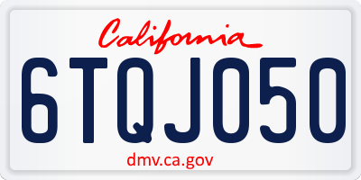 CA license plate 6TQJ050