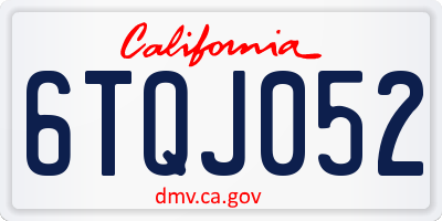 CA license plate 6TQJ052